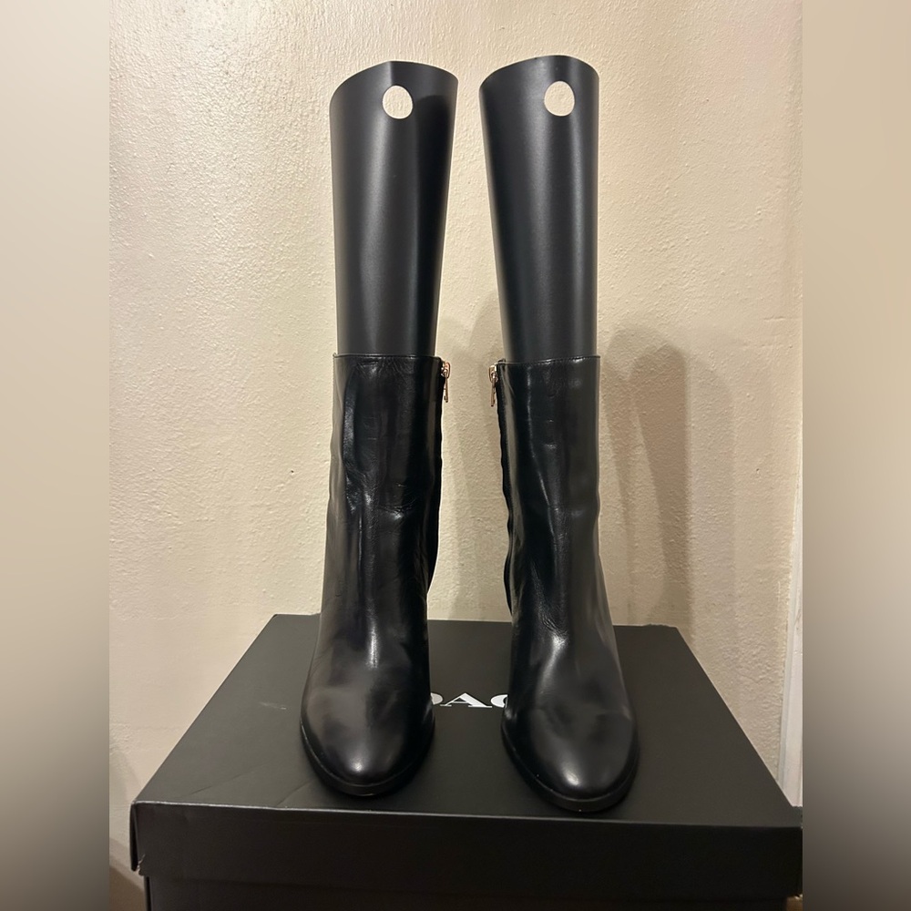 Coach Black Leather Heeled Boots
